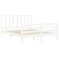 Giroletto con Testiera Bianco 5FT King Size in Legno Massello Giroletto con Testiera Bianco 5FT King Size in Legno Massello