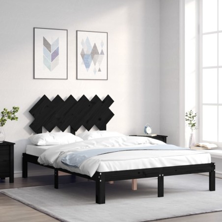 Giroletto con Testiera Nero 4FT Small Double in Legno Massello