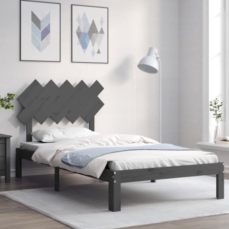 Giroletto con Testiera Grigio 100x200 cm in Legno Massello
