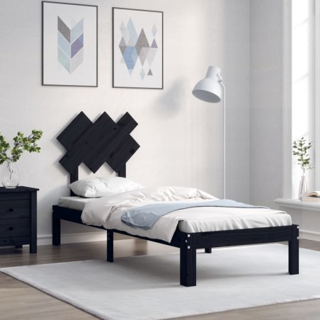 Giroletto con Testiera Nero 2FT6 Small Single in Legno Massello