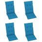 Sedie da Giardino 4 pz con Cuscini Blu Massello di Teak Sedie da Giardino 4 pz con Cuscini Blu Massello di Teak