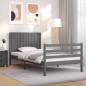 Giroletto con Testiera Grigio 100x200 cm in Legno Massello Giroletto con Testiera Grigio 100x200 cm in Legno Massello