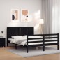Giroletto con Testiera Nero 5FT King Size in Legno Massello Giroletto con Testiera Nero 5FT King Size in Legno Massello
