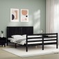 Giroletto con Testiera Nero 5FT King Size in Legno Massello Giroletto con Testiera Nero 5FT King Size in Legno Massello