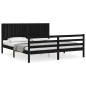 Giroletto con Testiera Nero 6FT Super King in Legno Massello Giroletto con Testiera Nero 6FT Super King in Legno Massello