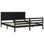 Giroletto con Testiera Nero 6FT Super King in Legno Massello Giroletto con Testiera Nero 6FT Super King in Legno Massello