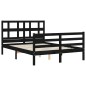 Giroletto con Testiera Nero 140x190 cm in Legno Massello Giroletto con Testiera Nero 140x190 cm in Legno Massello