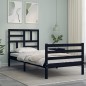 Giroletto con Testiera Nero 90x200 cm in Legno Massello