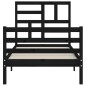 Giroletto con Testiera Nero 90x200 cm in Legno Massello