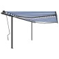 Tenda da Sole Retrattile Manuale con LED 4x3,5 m Blu e Bianca