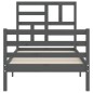Giroletto con Testiera Grigio 90x200 cm in Legno Massello