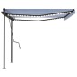 Tenda da Sole Retrattile Manuale con LED 4x3,5 m Blu e Bianca