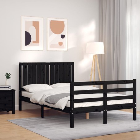 Giroletto con Testiera Nero 4FT Small Double in Legno Massello