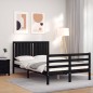 Giroletto con Testiera Nero 4FT Small Double in Legno Massello Giroletto con Testiera Nero 4FT Small Double in Legno Massello