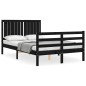 Giroletto con Testiera Nero 4FT Small Double in Legno Massello Giroletto con Testiera Nero 4FT Small Double in Legno Massello