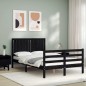 Giroletto con Testiera Nero 4FT Small Double in Legno Massello Giroletto con Testiera Nero 4FT Small Double in Legno Massello