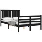 Giroletto con Testiera Nero 4FT Small Double in Legno Massello Giroletto con Testiera Nero 4FT Small Double in Legno Massello