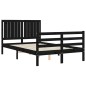 Giroletto con Testiera Nero 4FT Small Double in Legno Massello Giroletto con Testiera Nero 4FT Small Double in Legno Massello