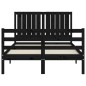 Giroletto con Testiera Nero 4FT Small Double in Legno Massello Giroletto con Testiera Nero 4FT Small Double in Legno Massello