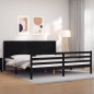 Giroletto con Testiera Nero 200x200 cm in Legno Massello Giroletto con Testiera Nero 200x200 cm in Legno Massello