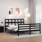 Giroletto con Testiera Nero 5FT King Size in Legno Massello