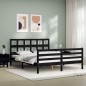 Giroletto con Testiera Nero 5FT King Size in Legno Massello