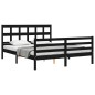 Giroletto con Testiera Nero 5FT King Size in Legno Massello