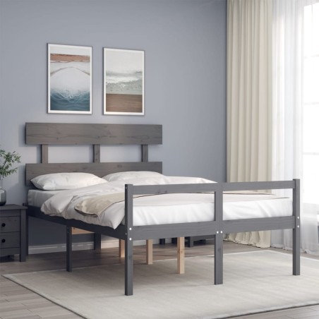Giroletto con Testiera Grigio 4FT6 Double in Legno Massello
