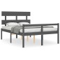Giroletto con Testiera Grigio 4FT6 Double in Legno Massello Giroletto con Testiera Grigio 4FT6 Double in Legno Massello