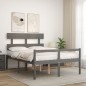 Giroletto con Testiera Grigio 4FT6 Double in Legno Massello Giroletto con Testiera Grigio 4FT6 Double in Legno Massello