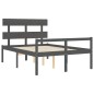 Giroletto con Testiera Grigio 4FT6 Double in Legno Massello Giroletto con Testiera Grigio 4FT6 Double in Legno Massello