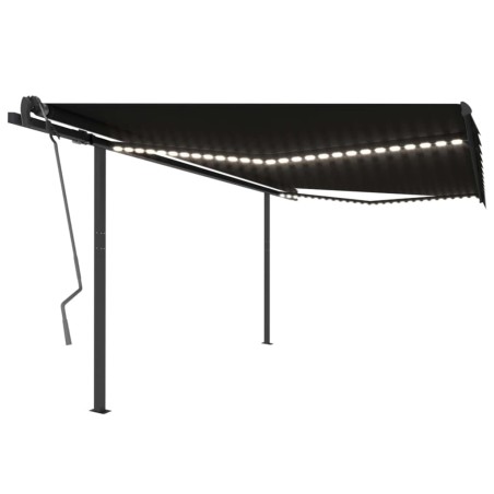 vidaXL Tenda da Sole Retrattile Manuale con LED 4x3,5 m Antracite