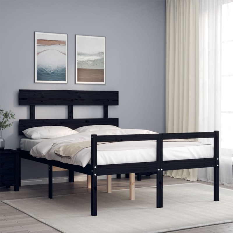Giroletto con Testiera Nero 4FT6 Double in Legno Massello