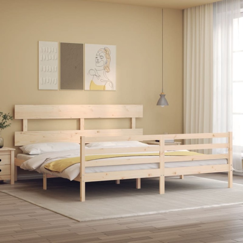 vidaXL Giroletto con Testiera 200x200 cm in Legno Massello vidaXL Giroletto con Testiera 200x200 cm in Legno Massello