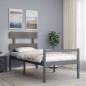 Giroletto con Testiera Grigio 100x200 cm in Legno Massello