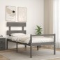 Giroletto con Testiera Grigio 100x200 cm in Legno Massello