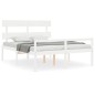 Giroletto con Testiera Bianco 160x200 cm Legno Massello Giroletto con Testiera Bianco 160x200 cm Legno Massello