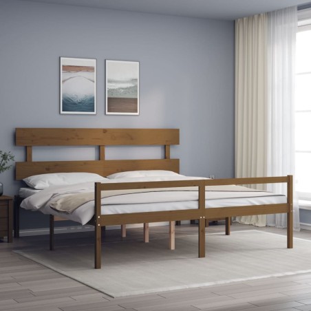 Giroletto con Testiera Miele 6FT Super King in Legno Massello