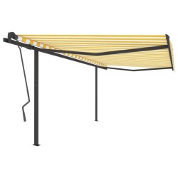 Tenda Retrattile Automatica con Pali 4x3,5 m Gialla e Bianca