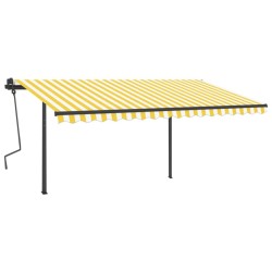 Tenda Retrattile Automatica con Pali 4x3,5 m Gialla e Bianca
