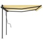 Tenda Retrattile Automatica con Pali 4x3,5 m Gialla e Bianca Tenda Retrattile Automatica con Pali 4x3,5 m Gialla e Bianca