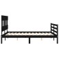 Giroletto con Testiera Nero 160x200 cm Legno Massello Giroletto con Testiera Nero 160x200 cm Legno Massello