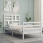 vidaXL Giroletto con Testiera Bianco 90x200 cm in Legno Massello vidaXL Giroletto con Testiera Bianco 90x200 cm in Legno Massello