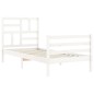 vidaXL Giroletto con Testiera Bianco 90x200 cm in Legno Massello vidaXL Giroletto con Testiera Bianco 90x200 cm in Legno Massello