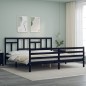 Giroletto con Testiera Nero 6FT Super King in Legno Massello Giroletto con Testiera Nero 6FT Super King in Legno Massello