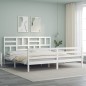Giroletto con Testiera Bianco 6FT Super King in Legno Massello Giroletto con Testiera Bianco 6FT Super King in Legno Massello