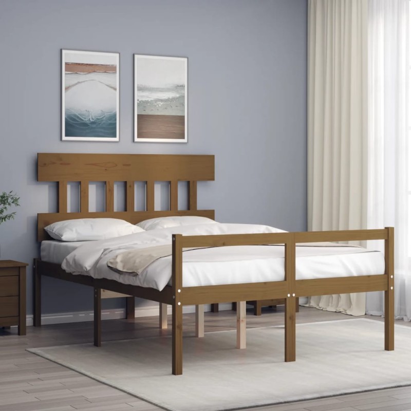Giroletto con Testiera Miele 4FT Small Double in Legno Massello Giroletto con Testiera Miele 4FT Small Double in Legno Massello