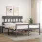 Giroletto con Testiera Grigio 160x200 cm Legno Massello Giroletto con Testiera Grigio 160x200 cm Legno Massello