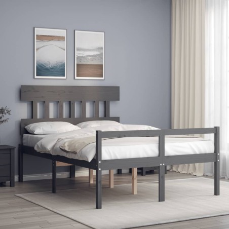 Giroletto con Testiera Grigio 4FT6 Double in Legno Massello