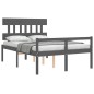 Giroletto con Testiera Grigio 4FT6 Double in Legno Massello Giroletto con Testiera Grigio 4FT6 Double in Legno Massello